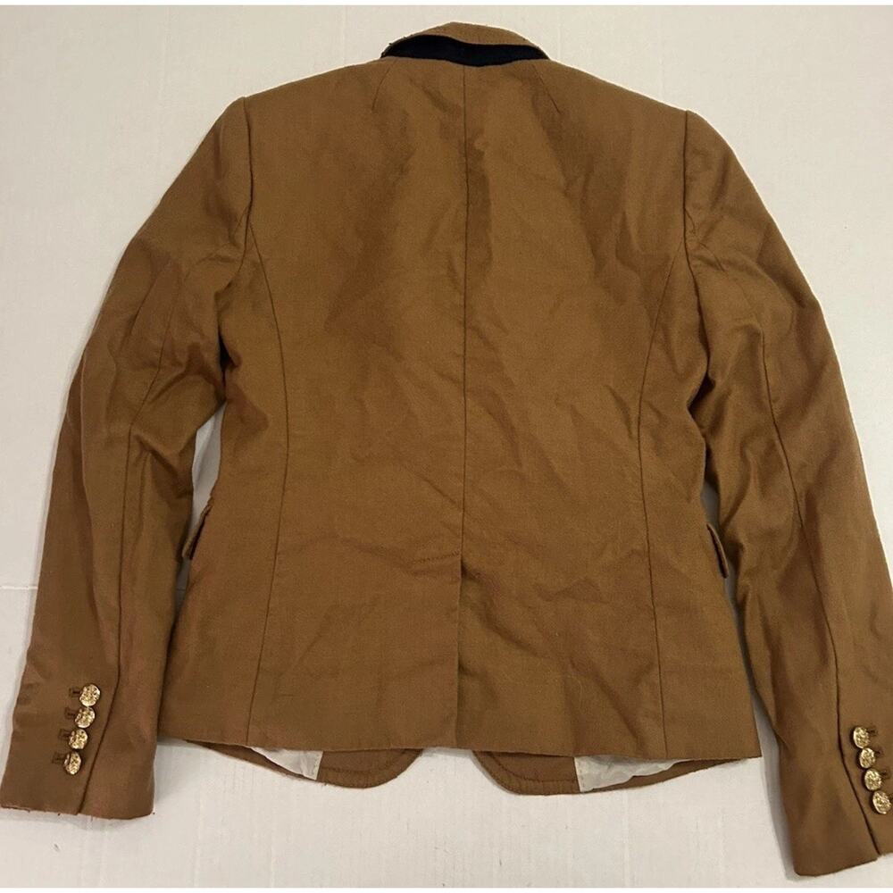 J.Crew Wool Schoolboy Blazer Women’s Sz‎ 00 Camel Brown Gold Buttons Short Lined - Picture 9 of 12